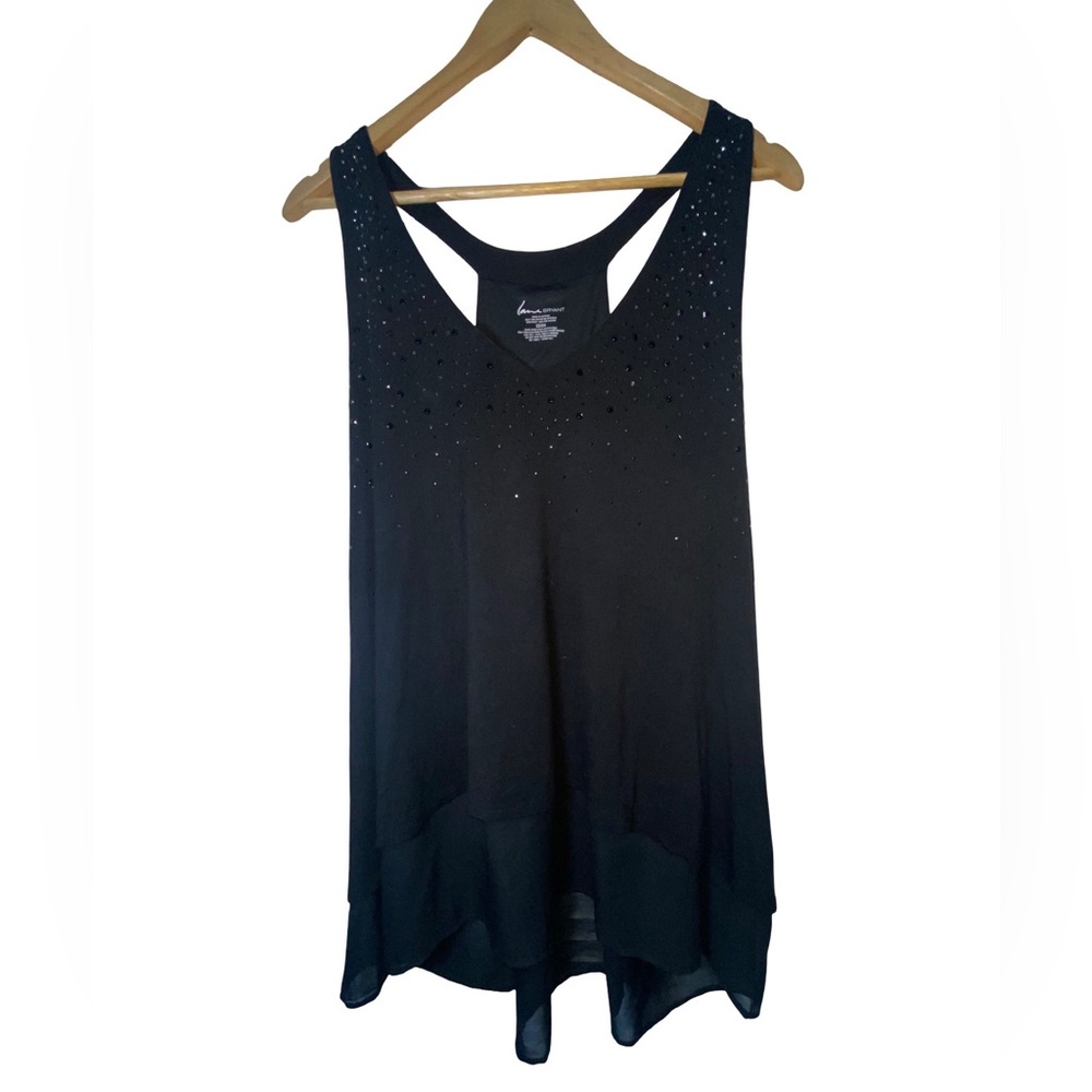 Lane‎ Bryant Black Asymmetrical Embellished Tank Top